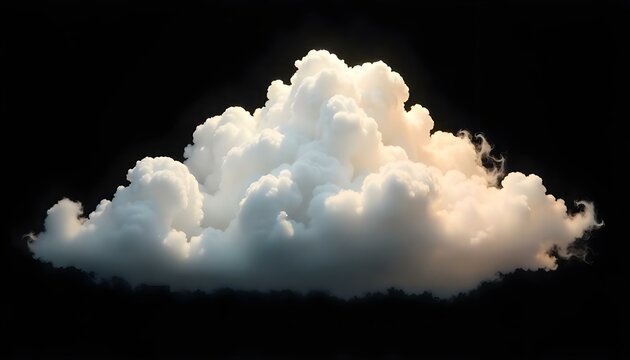 Una ilustraci&oacute;n digital de una nube, sobre un fondo negro intenso. La nube est&aacute; representada en tonos de blanco y gris, con una calidad suave y difusa que le da una apariencia realista y aireada