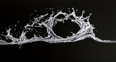Dynamic splash of water captured in mid-air against a dark background. The image showcases the beauty and elegance of water in motion.