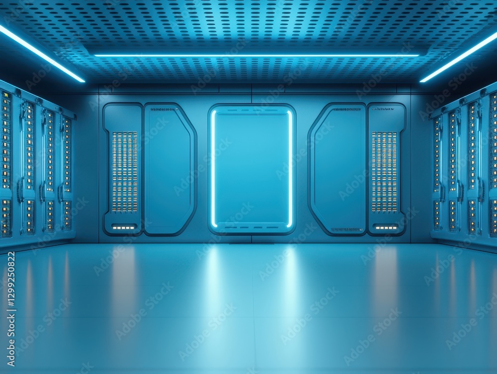 Poster server room, exploring the complex world of data centers, cloud computing, and network infrastructur