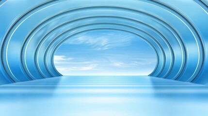 Journey through a blue tunnel, stunning visual contrast against the sky blue