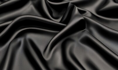 Obraz premium Luxurious black satin fabric draped elegantly.