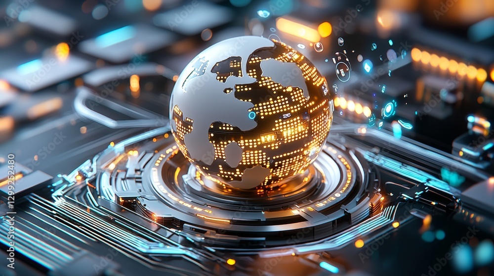 Poster innovative digital transformation global network 3d rendering futuristic environment high-tech viewp