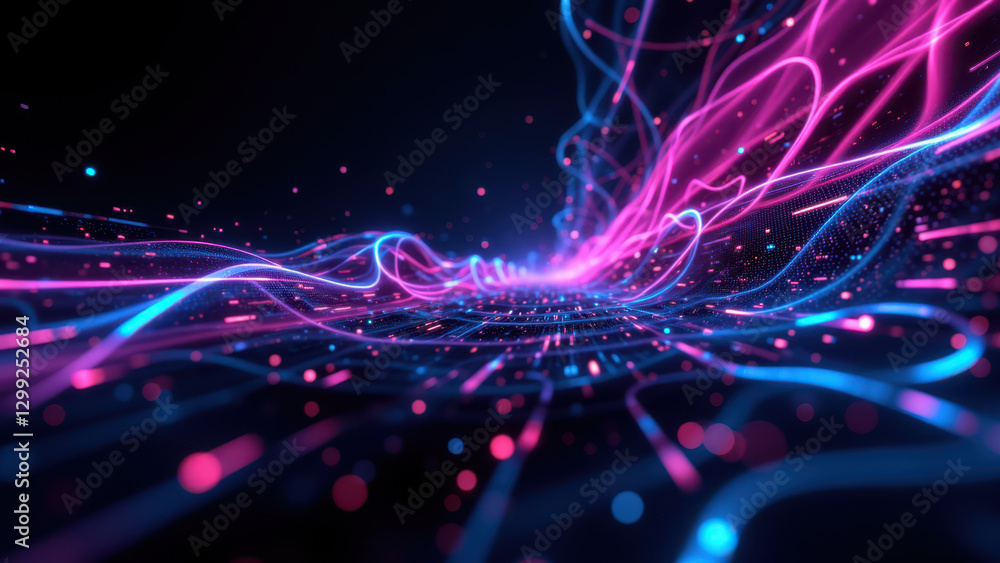 Aufkleber dynamic abstract background with vibrant colors and digital glitches representing a technology theme