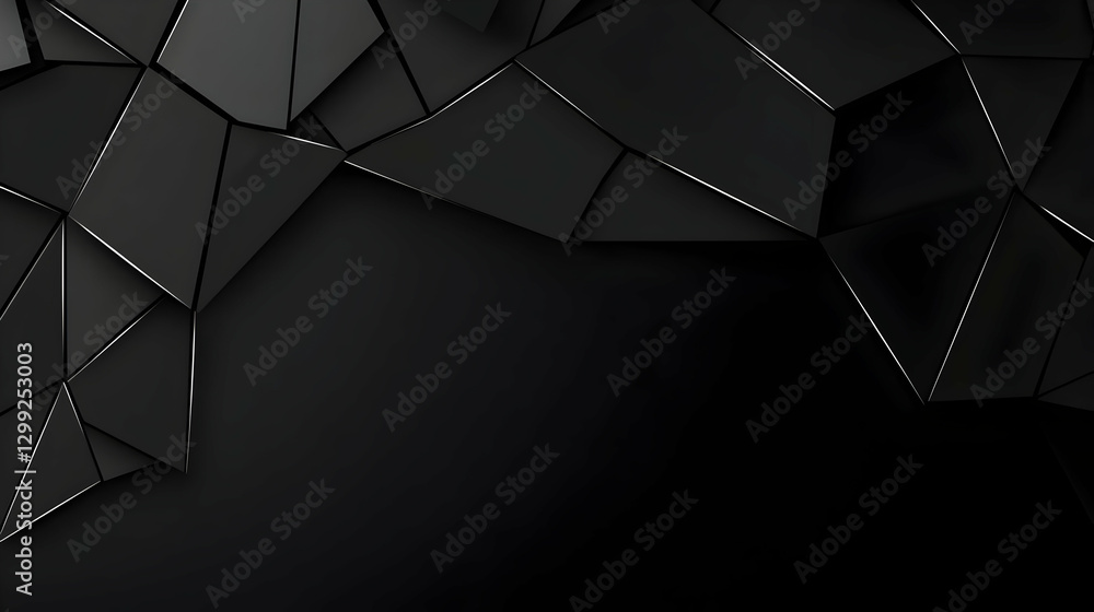 Aufkleber abstract geometric black background with fragmented triangle shapes and metallic edges