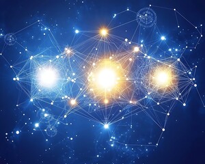Fototapeta premium Abstract Illustration of the Network of Stars and Nodes