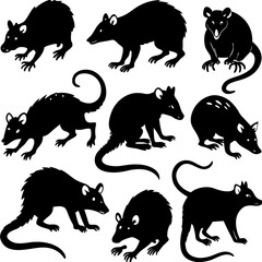 set of sheep collection of silhouettes of black vector