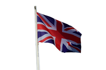 Union Jack flutters proudly in a gentle breeze under clear blue skies