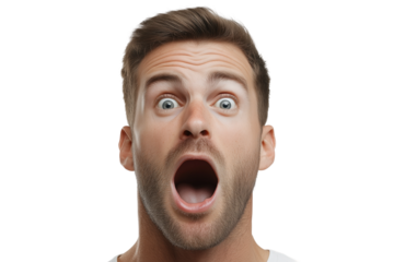 Überraschter junger Mann mit offenem Mund – PNG mit transparentem Hintergrund

