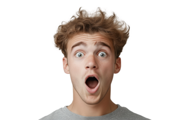 Überraschter junger Mann mit offenem Mund – PNG mit transparentem Hintergrund

