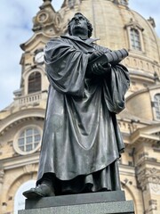 Martin Luther in front of The Frauenkirche (Church of Our Lady) - Lutheran church in Dresden