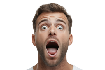 Überraschter junger Mann mit offenem Mund – PNG mit transparentem Hintergrund

