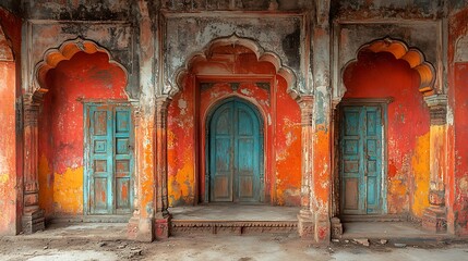 Faded elegance of old indian palace high resolution hd photo