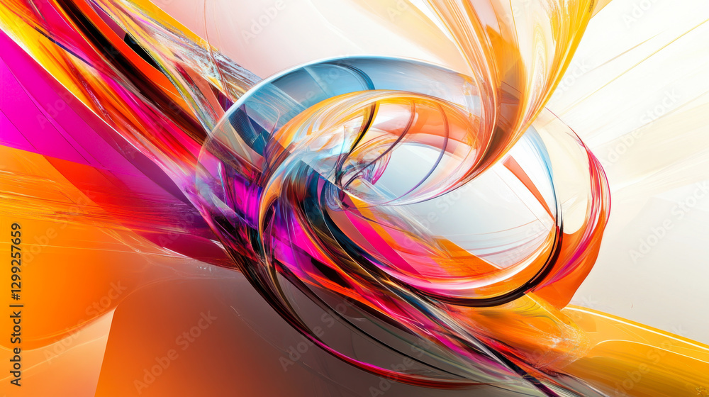 Poster colorful abstract swirl design creating a dynamic sense of movement and energy in a vibrant composit