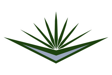 Green ornamental fantasy element. Creative geometric tattoo design with sharp rays. Triangle ornament isolated vector illustration.