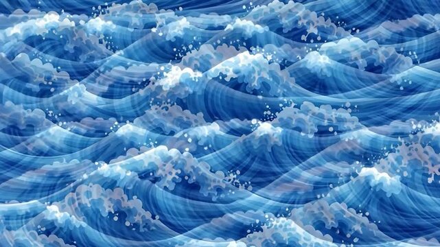 Japan sea wave seamless texture illustrator