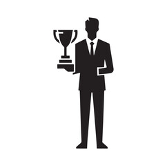 man holding trophy silhouette vector illustration