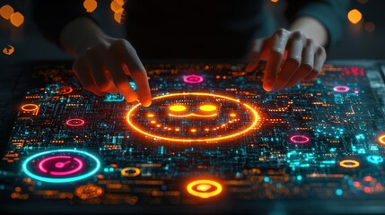 Naklejka premium DJ spins vinyl records at a lively nightclub party