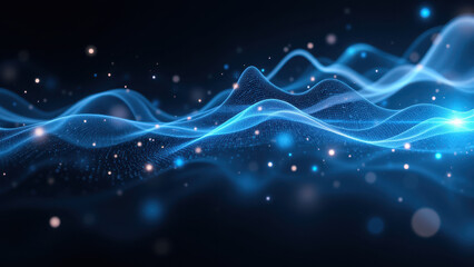 A digital abstract background with flowing blue waves and white dots, perfect for illustrating ci/cd processes or DevOps concepts.