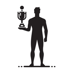 man holding trophy silhouette vector illustration