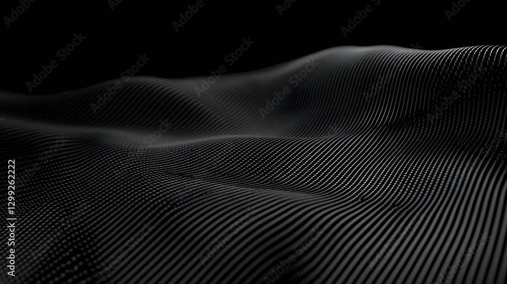 Aufkleber abstract digital surface with wavy lines and illuminated highlights on dark background