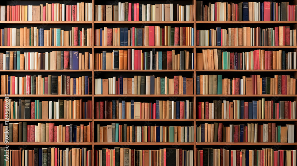 Poster full bookshelves displaying countless books in various colors and sizes