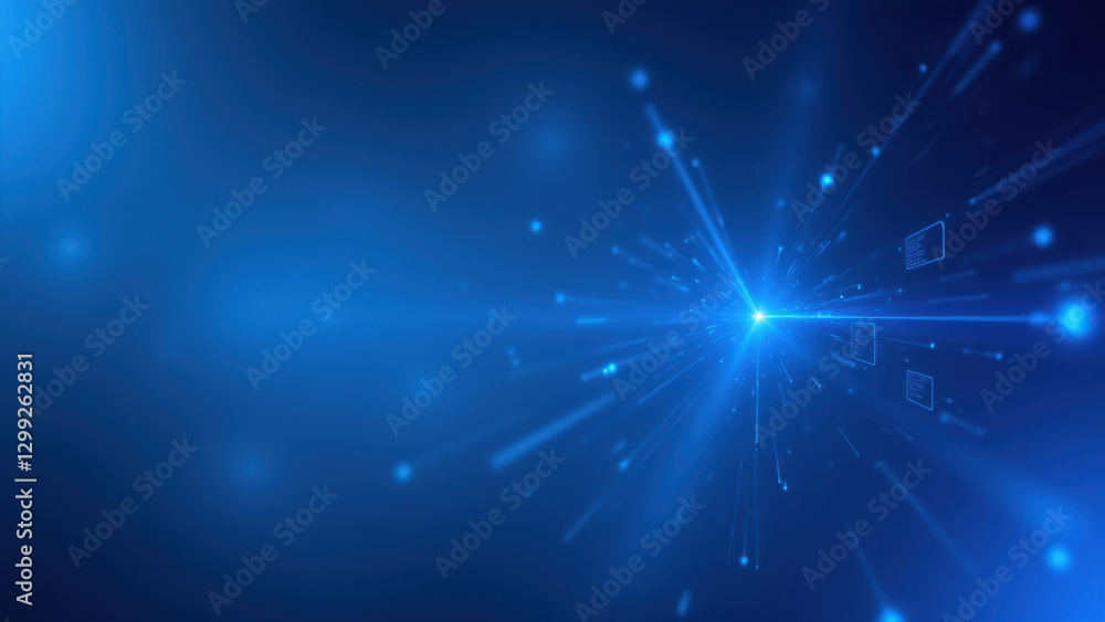 Poster a digital illustration featuring abstract blue elements that symbolize concepts of ci/cd, cloud comp