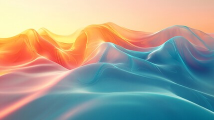 Obraz premium Abstract landscape, flowing colors, sunrise, ethereal mountains
