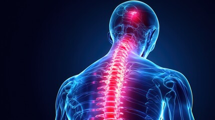 Human Anatomy: Spinal Column and Back Pain Visualization