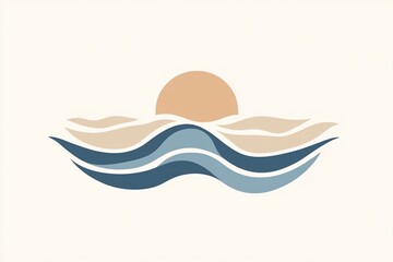 Abstract ocean sunset graphic design