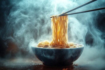 Steaming Hot Noodles in a Bowl