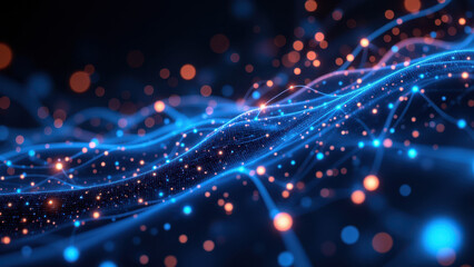 Fototapeta premium Dynamic abstract cloud of data points with a ci/cd theme.