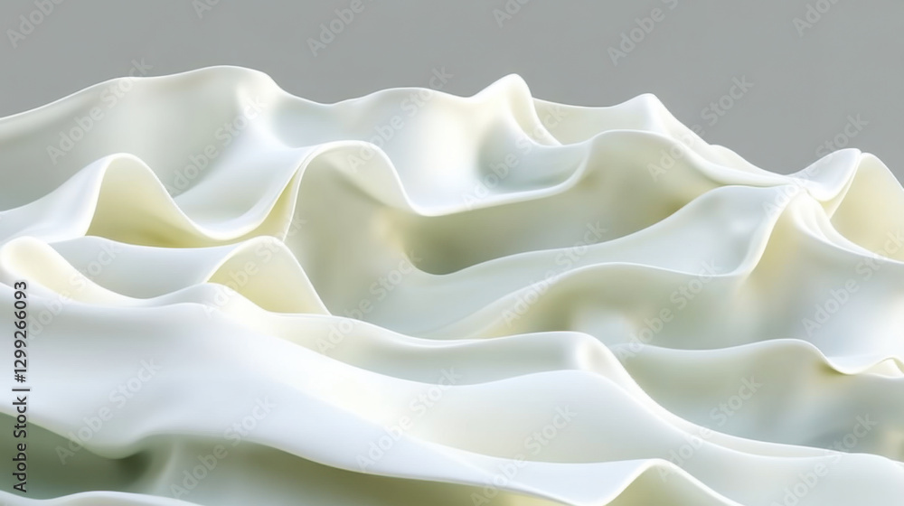 Poster soft white waves create a serene and calming effect in a minimalist setting with gentle curves