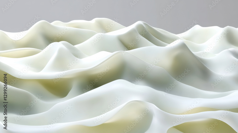 Poster soft white waves create a serene and calming effect in a minimalist setting with gentle curves