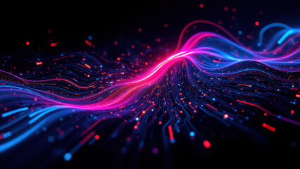 Obraz premium Image depicts abstract colorful digital waves with a focus on CI/CD, Docker, Kubernetes, and DevOps themes.