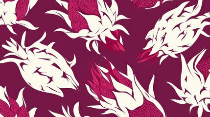 Fototapeta premium Vibrant Dragon Fruit Pattern Design for Textiles and Home Decor