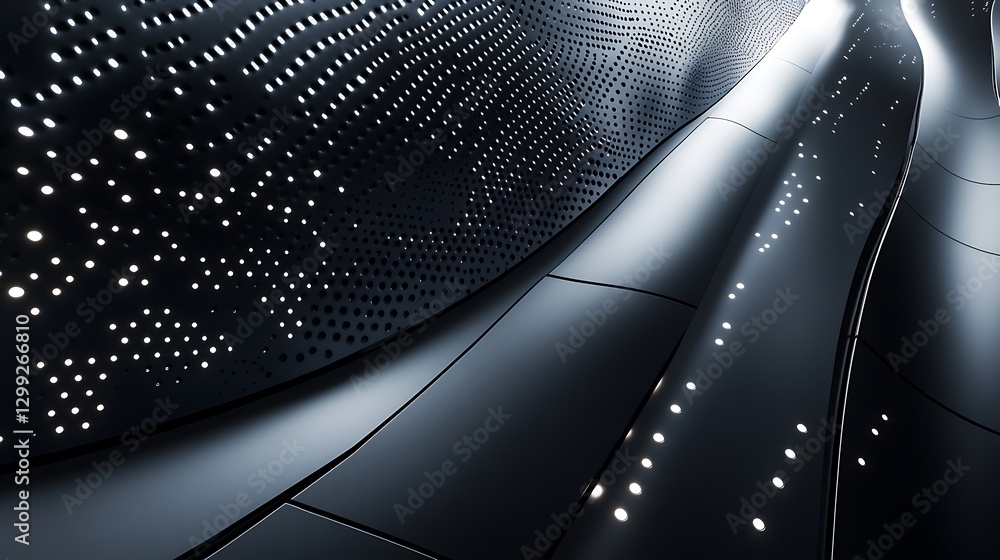 Aufkleber a sleek background with a metallic surface and integrated led lights forming intricate patterns
