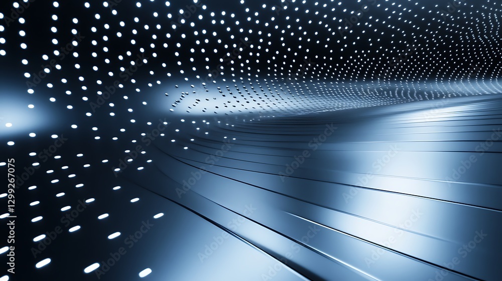 Aufkleber a sleek background with a metallic surface and integrated led lights forming intricate patterns