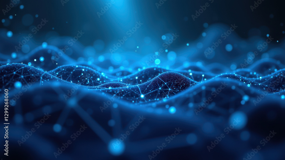 Aufkleber digital technology abstract with network elements and blue glow