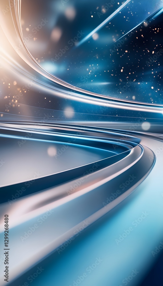 Poster abstract image featuring fluid lines and vibrant gradients of color