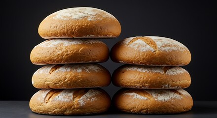 Stacked Bread Loaves Artisan Bakery Fresh Baked Food Studio Shot