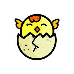 easter chicken jumping out of a cracked egg