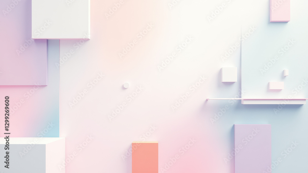 Poster an abstract digital art piece featuring a vibrant geometric background with shapes reminiscent of co