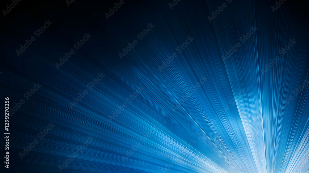 Poster abstract blue light ray bursting from bottom corner on dark background displaying digital network