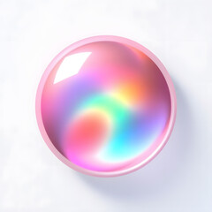 Rainbow orb popsocket grip, swappable phone tablet accessory, 3D render light reflection, pastel pink design