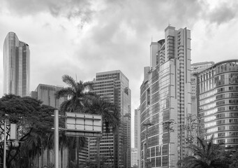 Manila cityscape, Makati District, color toning applied, Philippines.