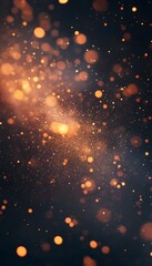 Fototapeta premium Abstract dark background with glowing bokeh light particles shimmering