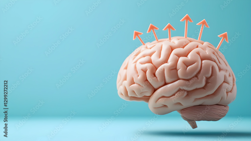 Poster a brain with five arrows pointing up