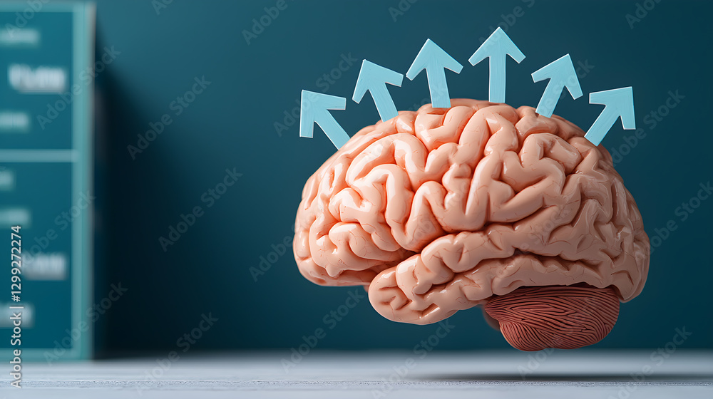 Aufkleber a brain with arrows pointing up and down