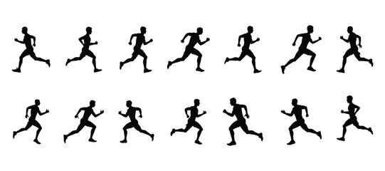 Marathon Running Silhouette Sequence | Jogging Motion | Athlete Sprinting Animation