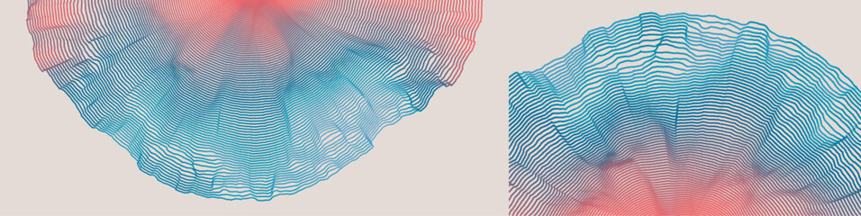 Abstract background with dynamic particles. Circular grid pattern. 3d vector illustration for business, science or technology.